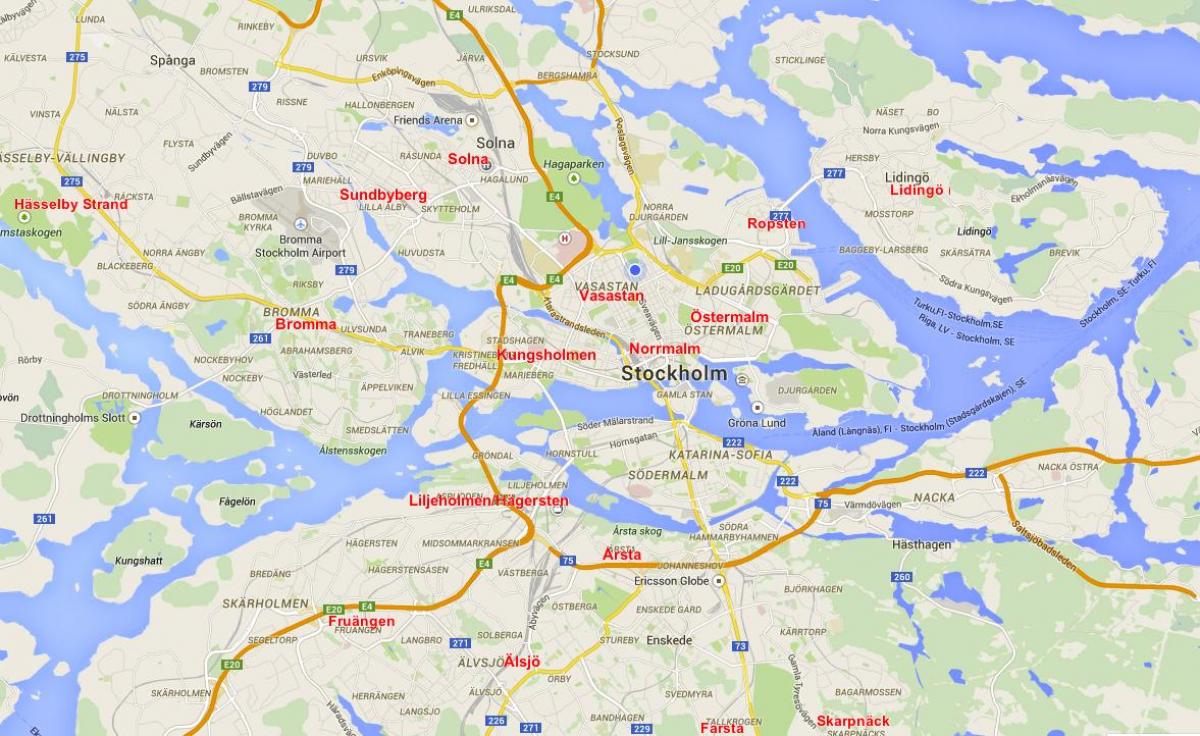 bản đồ của Stockholm khu phố