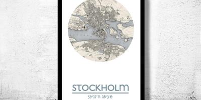Bản đồ của Stockholm bản đồ áp phích