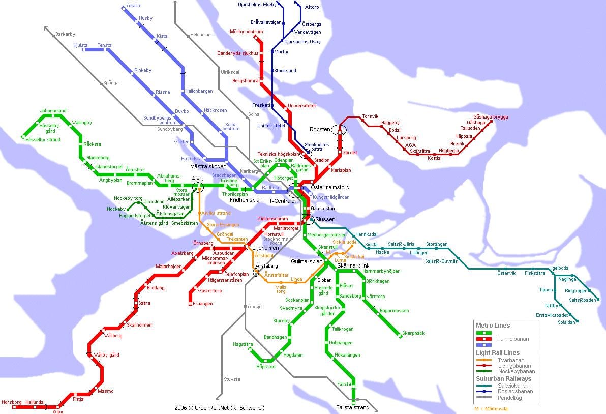 bản đồ của pendeltåg bản đồ Stockholm
