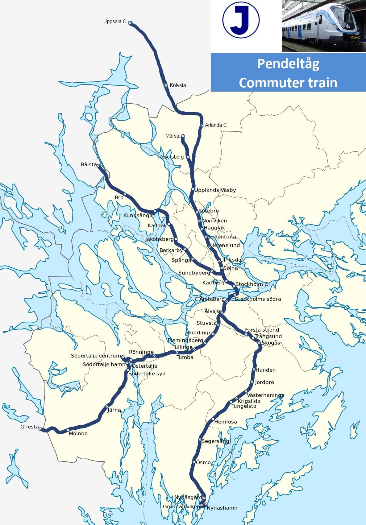 Stockholm pendeltåg bản đồ