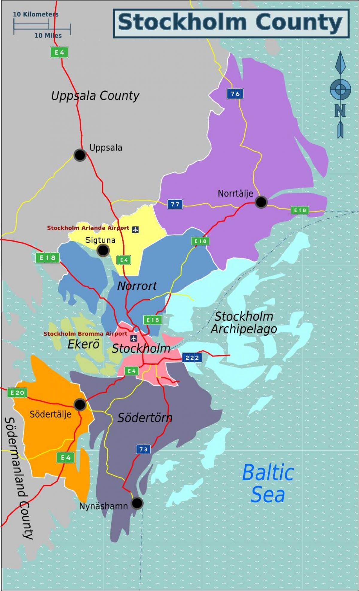 bản đồ của Stockholm ngoại ô
