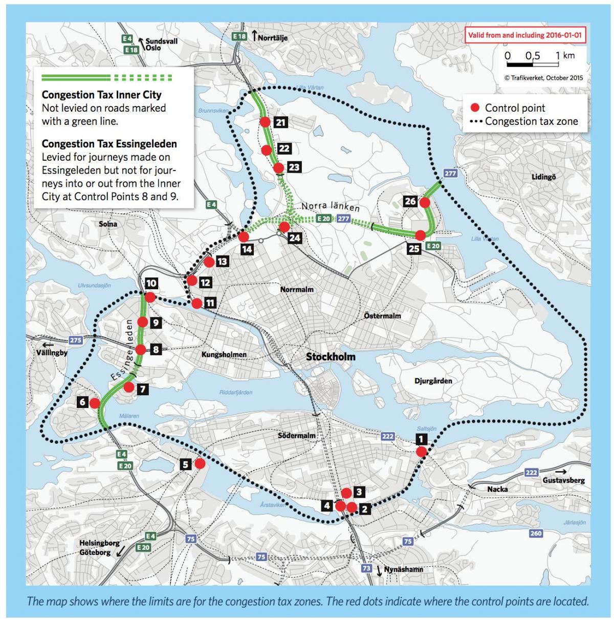 bản đồ của Stockholm phí tắc nghẽn