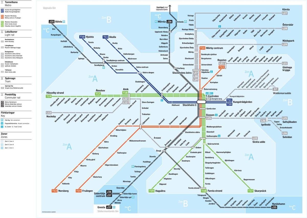 bản đồ của Stockholm quá cảnh