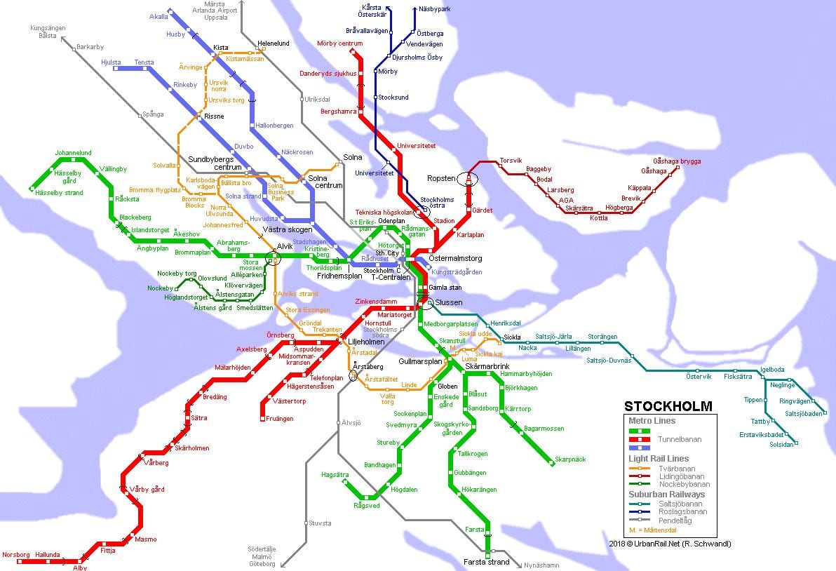 Thụy điển tunnelbana bản đồ
